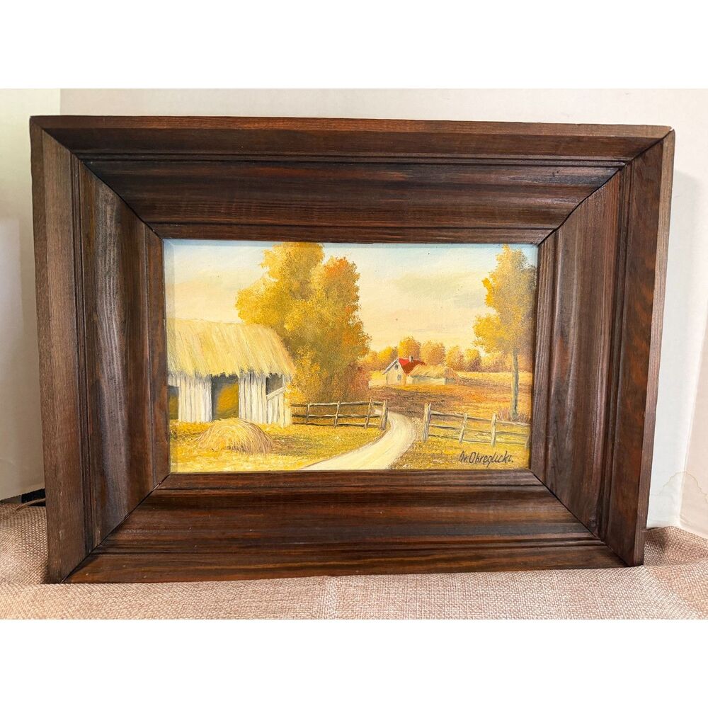 Zygmunt Okręglicki Signed Polish Oil Painting Autumn Landscape Framed
